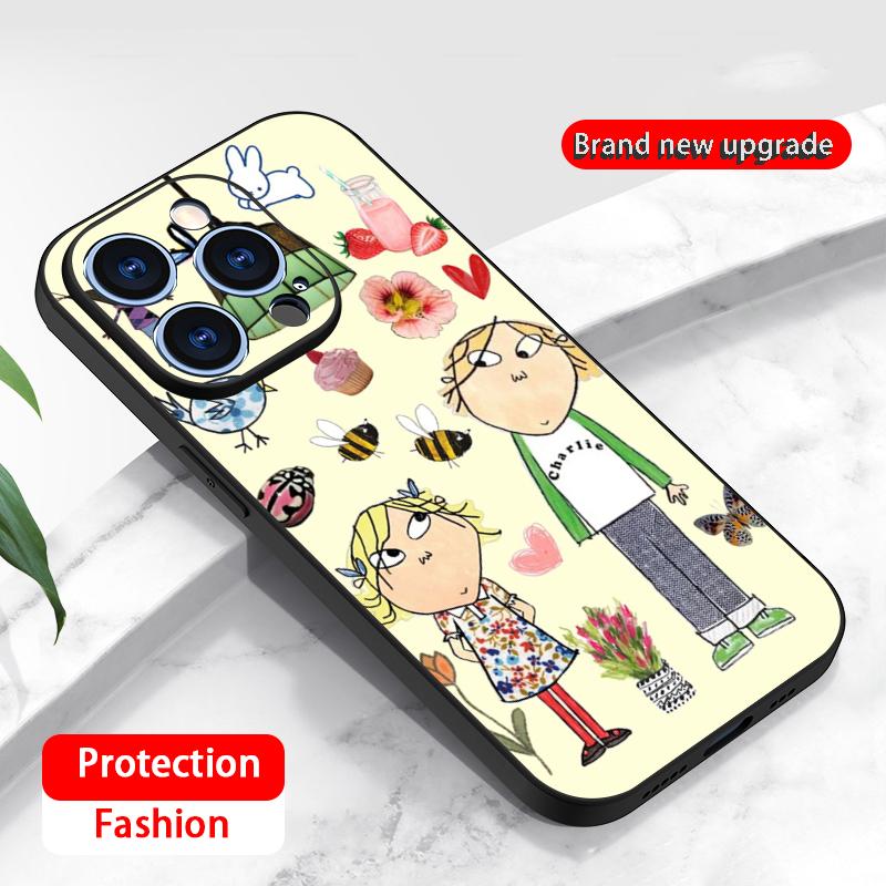 

Charlie lola cartoon cute pattern desgin Phone Case For iPhone 16 16e 15 14 13 12 11 Plus Pro Max Soft black Shockproof Cover iPhone 12 Mini
