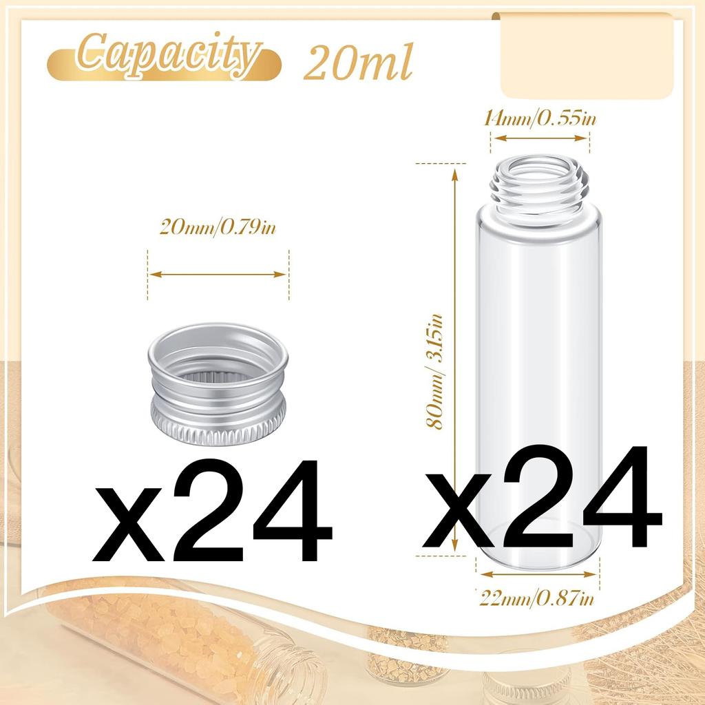 Tiny Jars with Aluminum Screw Lids 15ml Small Glass Bottles Clear Mini Vials Metal Caps Top Sample Message Bottle Jewelry Beads