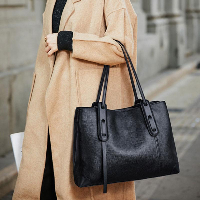 Genuine Leather Tote Bag Luxury Designer Women's Shoulder Bag Large Capacity Women Bags High Quality Soft Cowhide Female Handbag