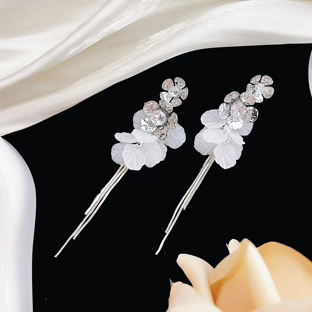 French Style Tassel Flower Earrings For Women Elegant Exaggerated Ribbon Drop Dangle Earrings Fashion Party Ear Jewelry Gifts