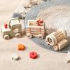 Kids Wooden Rail Train Toy Children Assembled Building Block Toy Newborns Early Educational Aid Toys Montessori Finger Fine Game