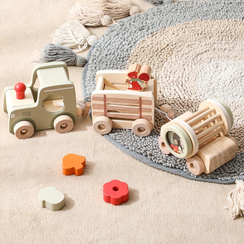 Kids Wooden Rail Train Toy Children Assembled Building Block Toy Newborns Early Educational Aid Toys Montessori Finger Fine Game