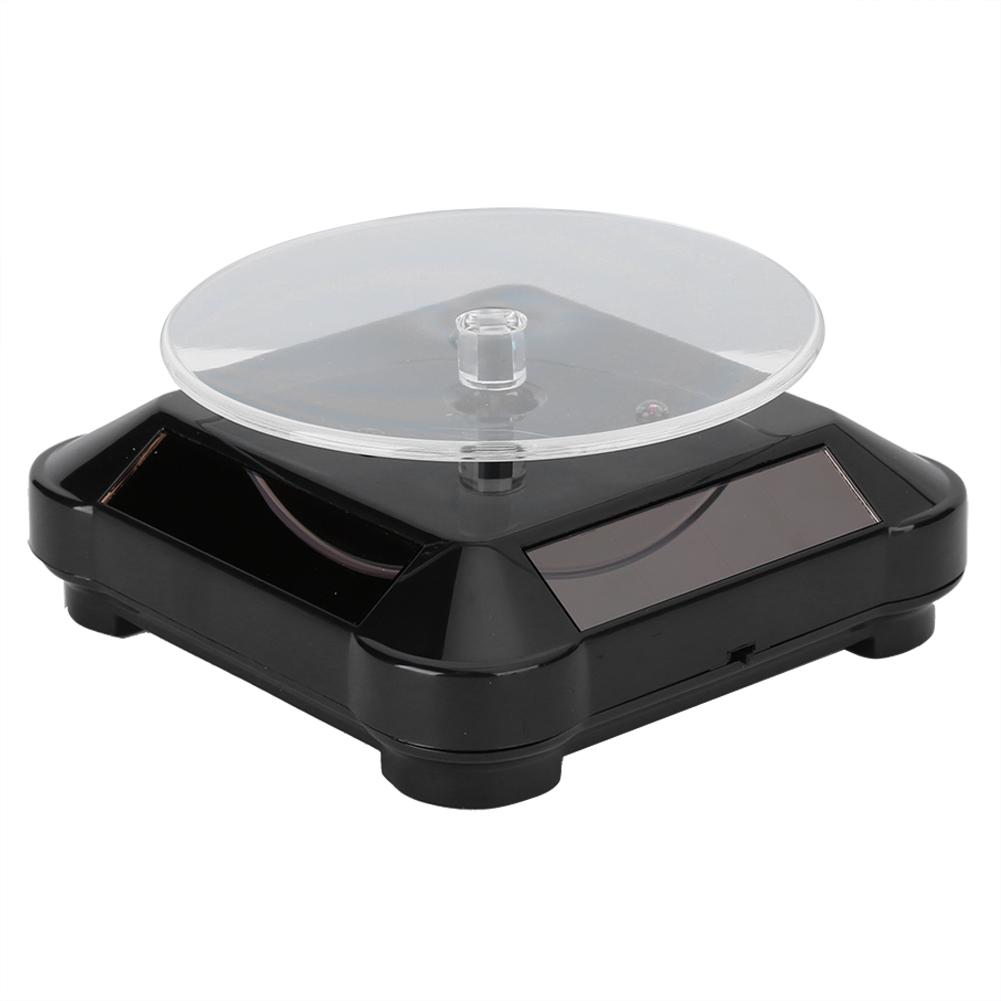 Jewelry Display Stand Solar Powered Rotating Turntable Electric Jewelry Display Tool Black
