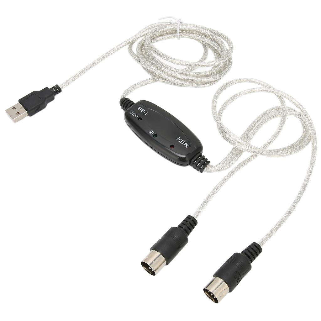 USB To MIDI Cable Converter 16 Channels PC To Synthesizer 2 In 1 MIDI Cord Adapter for Windows