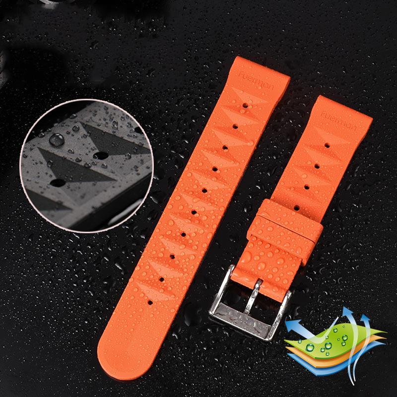 20mm 22mm Rubber Watchband For Seiko IWC Citizen Waffle Strap Bracelets Fashion Universal Mens Diver Silicone Sports Watch Band