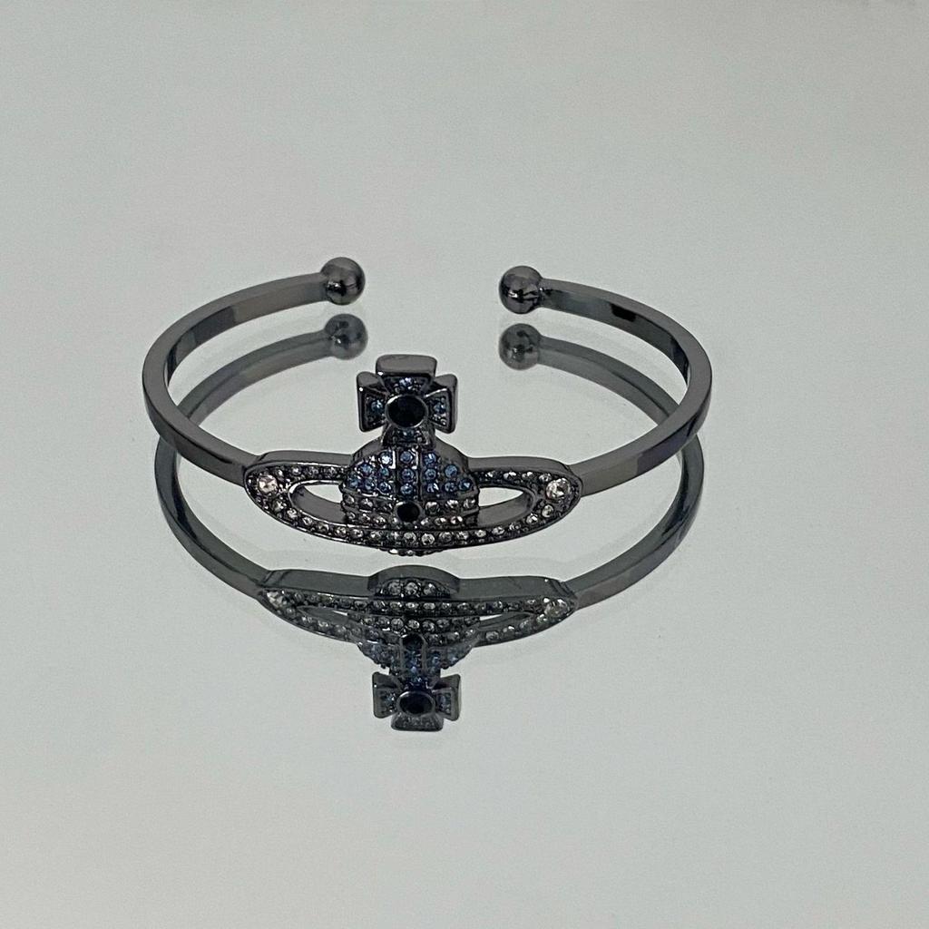 Westwood Saturn Choker Necklace: High Version, Medium Size, Women's 10MM Beads, Logo Clasp.