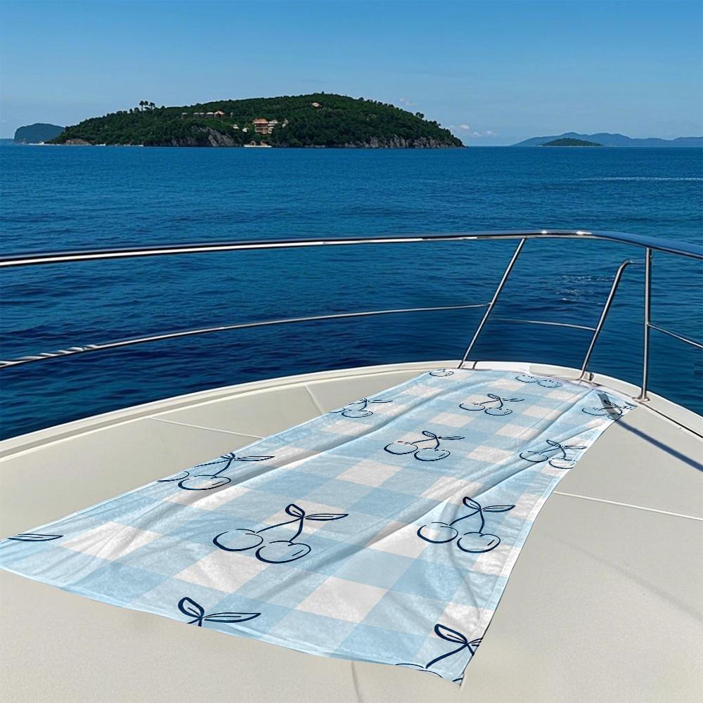 Retro Cherry Gingham Quick Drying Bath Towel Microfiber beach towel light weight swimming camping yoga beach out