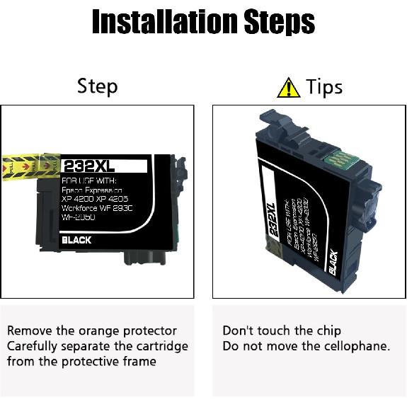 6 Packs 232XL Remanufactured Ink Cartridges Replacement for 232 232XL T232 T232XL High-Capacity Work for XP-4200 XP-4205 WF-2930 WF-2950 Printer