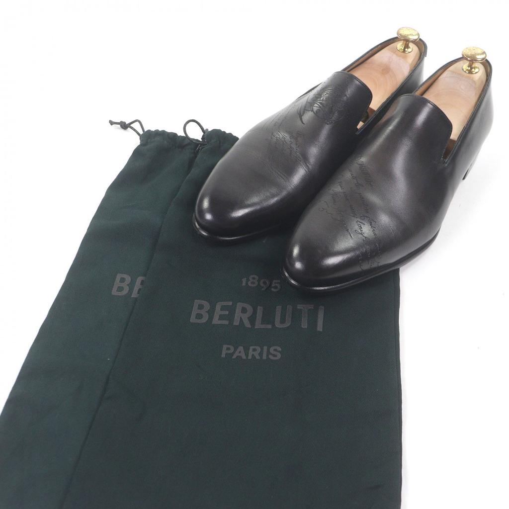 Excellent BERLUTI loafers Gare Cursive Calligraphy flat shoes Gray Used