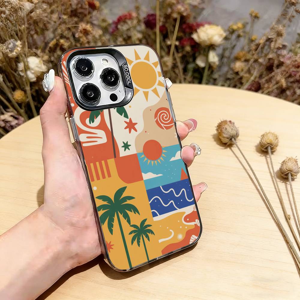 

Vintage West Coast Phone Case For iPhone 17,16,15,14,13,12,11 Plus,Pro Max,XS,Colored Silver Plated Inside Cover iPhone15Plus