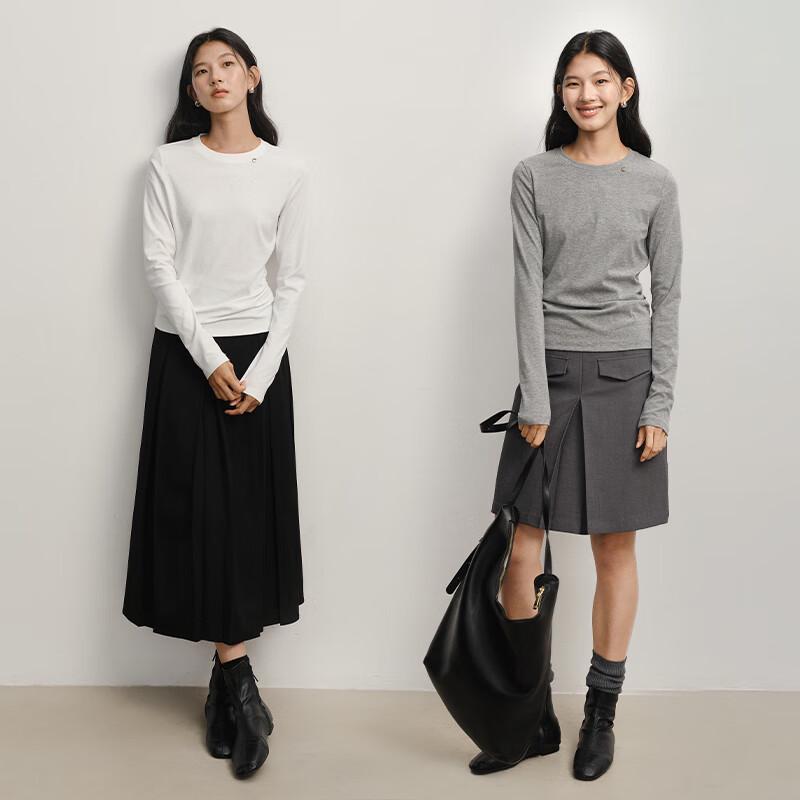 

WHIteALLUSION Women s Slim Fit Long Sleeve Round Neck T-Shirt M