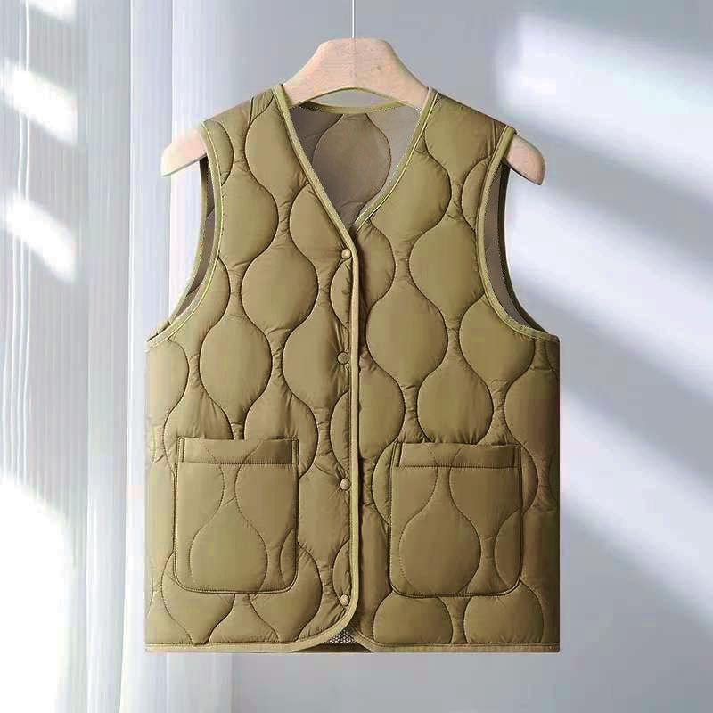 Spring, Autumn and Winter Down Cotton Vest Women's Light and Warm Vest Vest Loose Short Cotton Jacket Liner Elderly Man