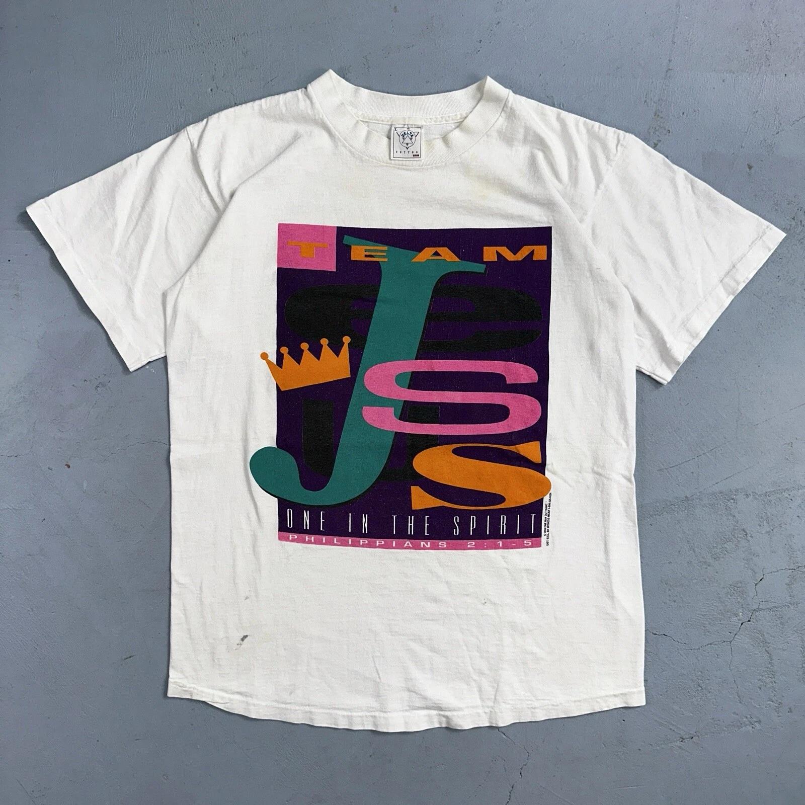 

Jesus Team Vintage T Shirt Single Stitch 90s Delta Bible Study Cool USA Pray M