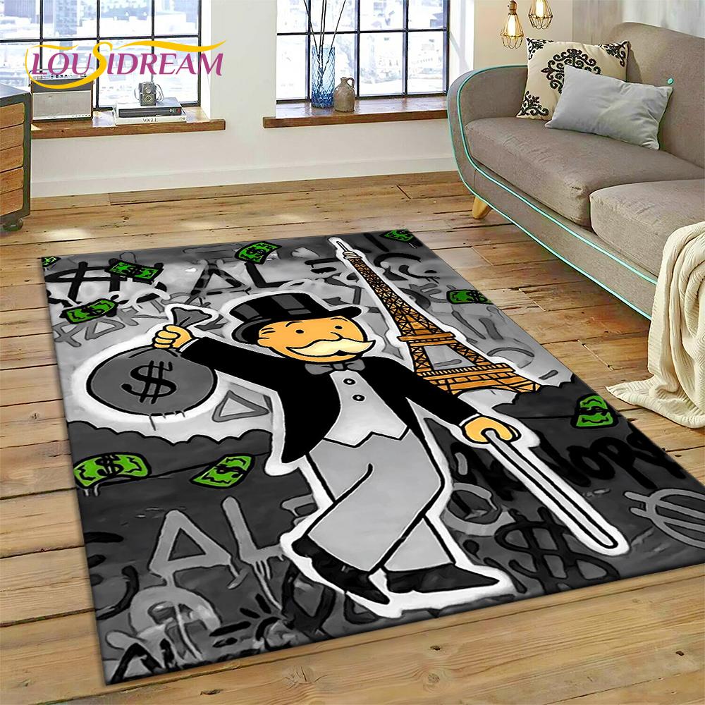 Game Dollar Monopoly Cartoon Money Rug Carpet for Living Room Bedroom Home Decor,Floor Mat Non-slip Decoration for Sofa Doormat