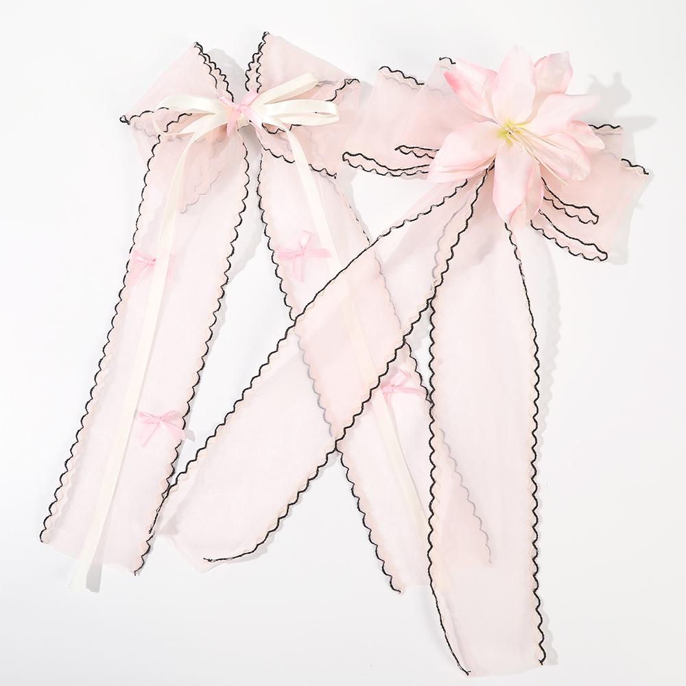 Long ribbon Flower Hairpin Large Barrette Bow Hair Clip For Women Girls Hairgrip Headwear Hair Accessories
