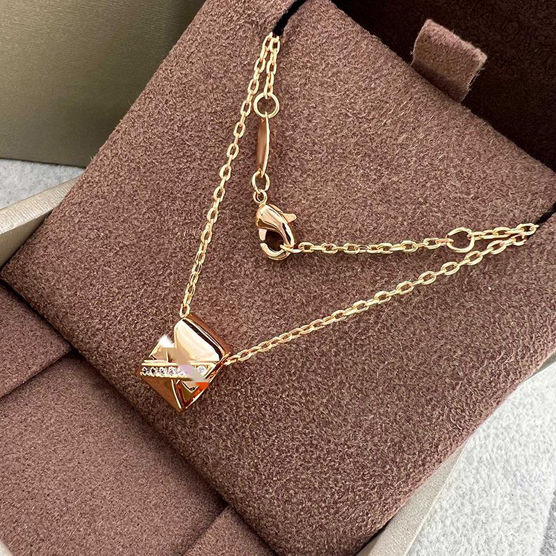 Shangjia 2025 Diamond Cross Cylinder Necklace - Elegant & Versatile Fashion Statement