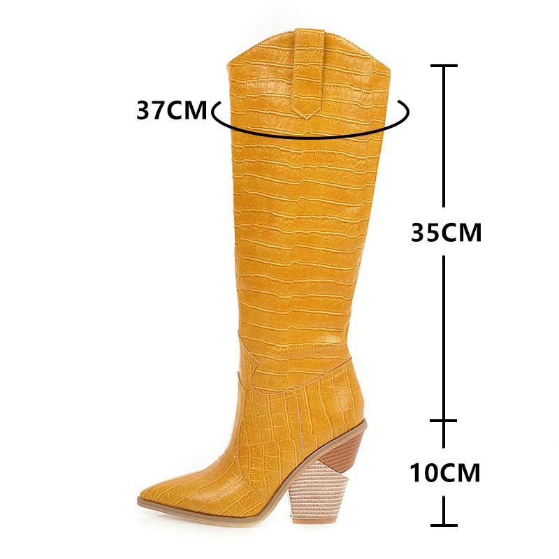 Fashion Women Knee High Boots Western Cowboy Boots for Women Long Winter Boots Female Shoes Pointed Toe Cowgirl Boots zapatos de mujer