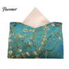 Decorative Paper Dispenser Leather Tissue Box Cover, Foldable Desktop Organizer, Oil Painting Style Napkin Holder Case, Space Saving Organizer Facial