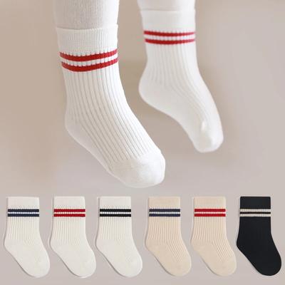 Spring Mid Tube Baby Socks Sport Soft Children Kids Socks Breathable Kids Boys Girl Socks Strip Mid Tube Socks