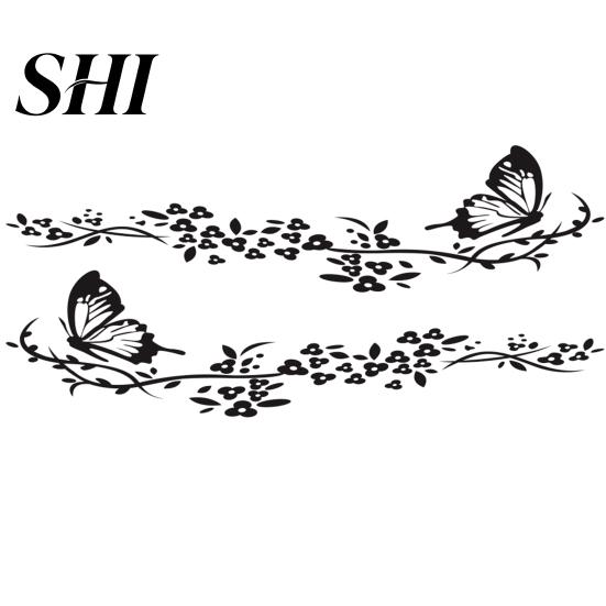 Car Decal 2Pcs Decorative Sticker Funny Pattern Good Visual Effect Full Color Print Vinyl Waterproof Butterfly Flower Body for ATV Graphic
