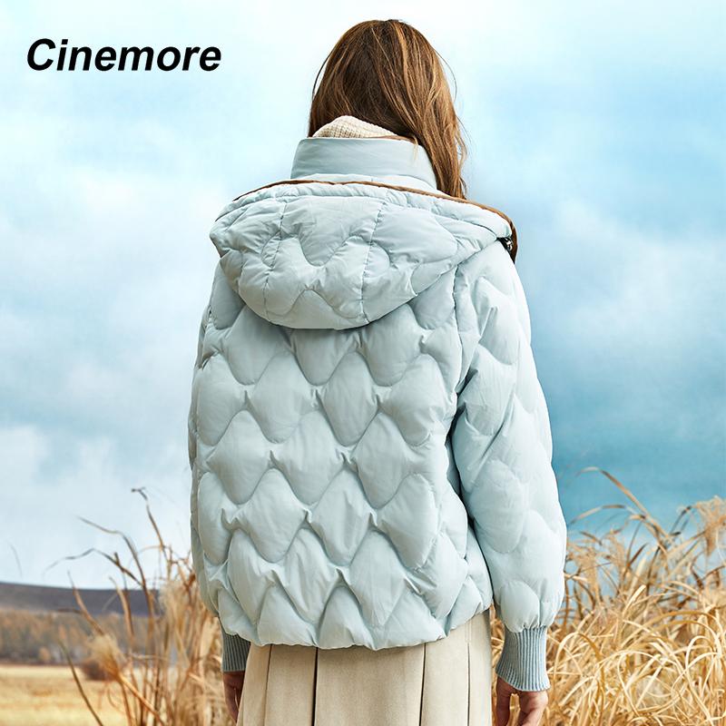 ORANDESIGNE Blouson Matelassé Femme Thermique Veste En Duvet Hiver Chaud Chic Doudoune Ultra Légère Confortable Manteau Ample Décontracté Puffer Jacket Outwear Blanc XS