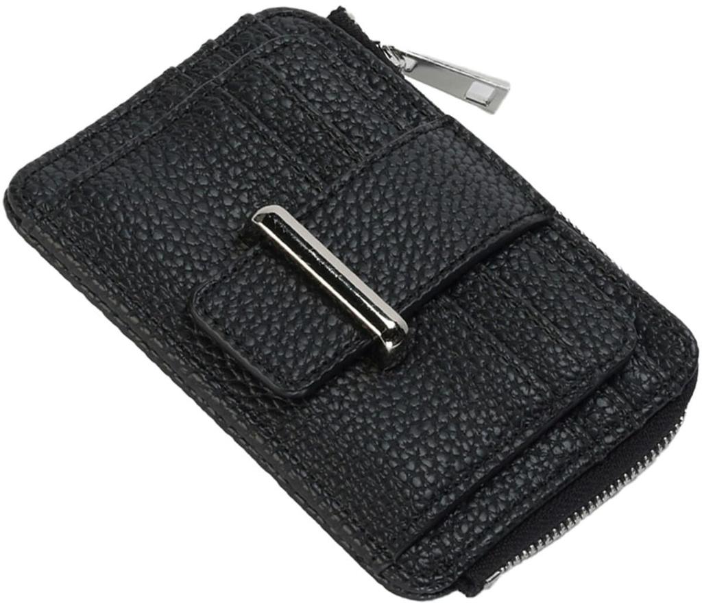 Altro Rose Black Fragment Case with Coin Purse, IC Card Case, Bifold, Women's, Bill Holder, Synthetic Leather, Simple, Pass Case, Elegant, Cute,
