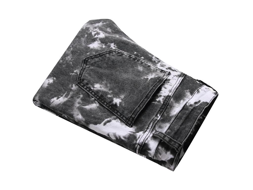 Bunte Stretch-Denim-Freizeithose mit Slim Fit und Aufdruck für Herren