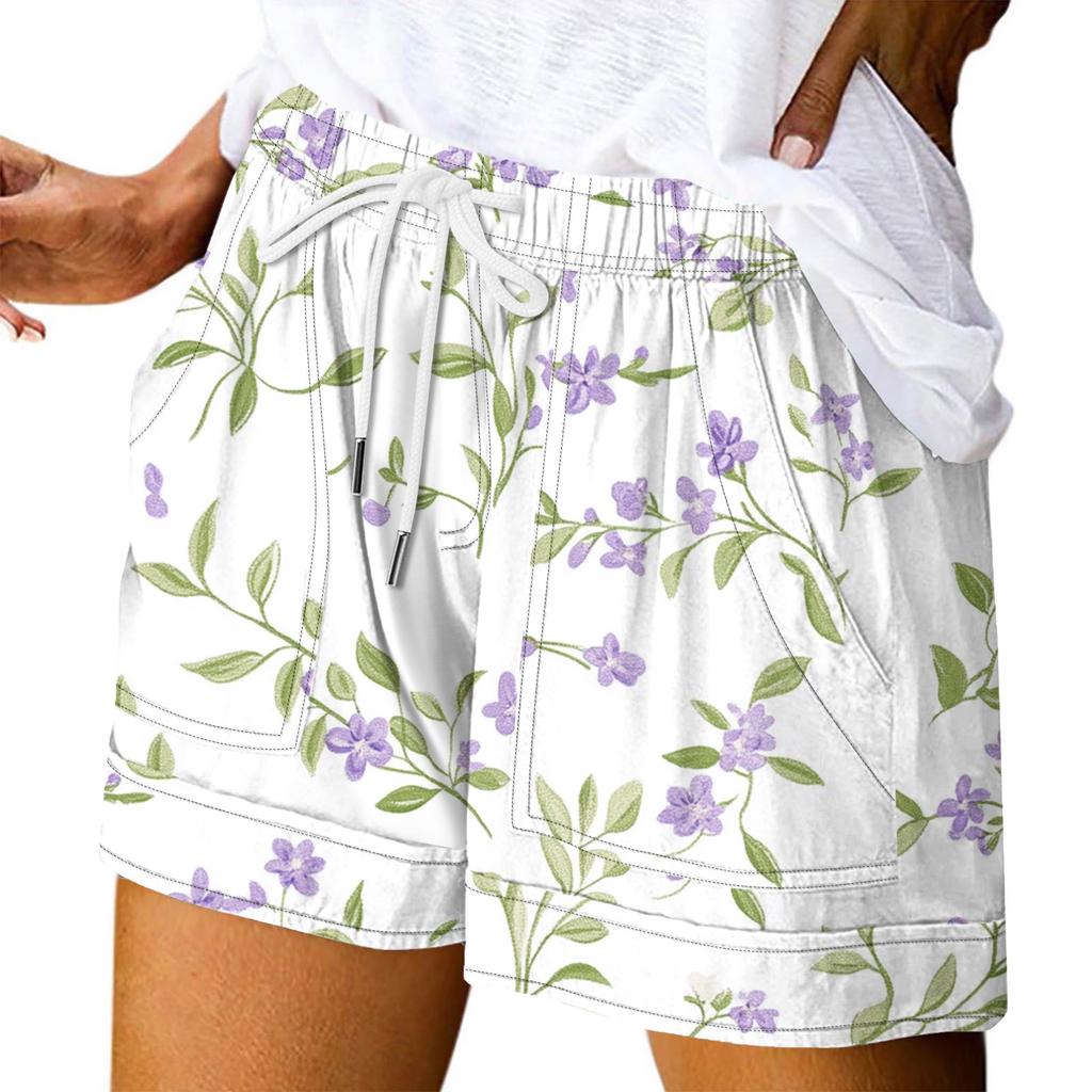 Damen Casual Sommer Elastische Strandshorts Print Casual Shorts
