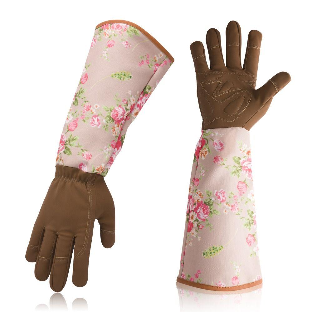 Langärmelige Gartenhandschuhe Atmungsaktiv Dornenfest Heimarbeit Stulpen Sicherheit Floral Bedruckt Rosen-Schnitt-Handschuhe Gartenarbeit