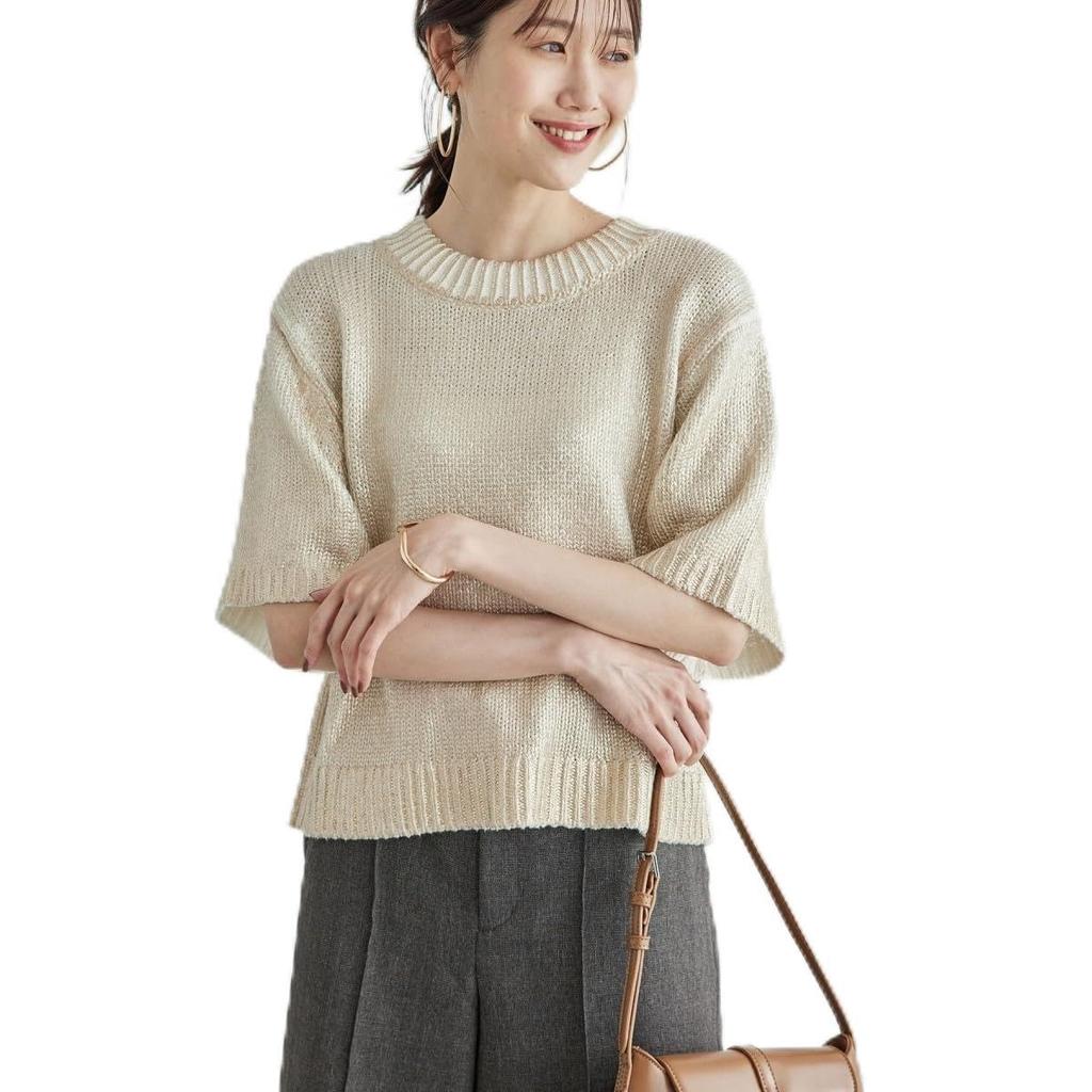 ROPE PICNIC Emur Foil Print Knit GDM64500 Gold Women's (90)