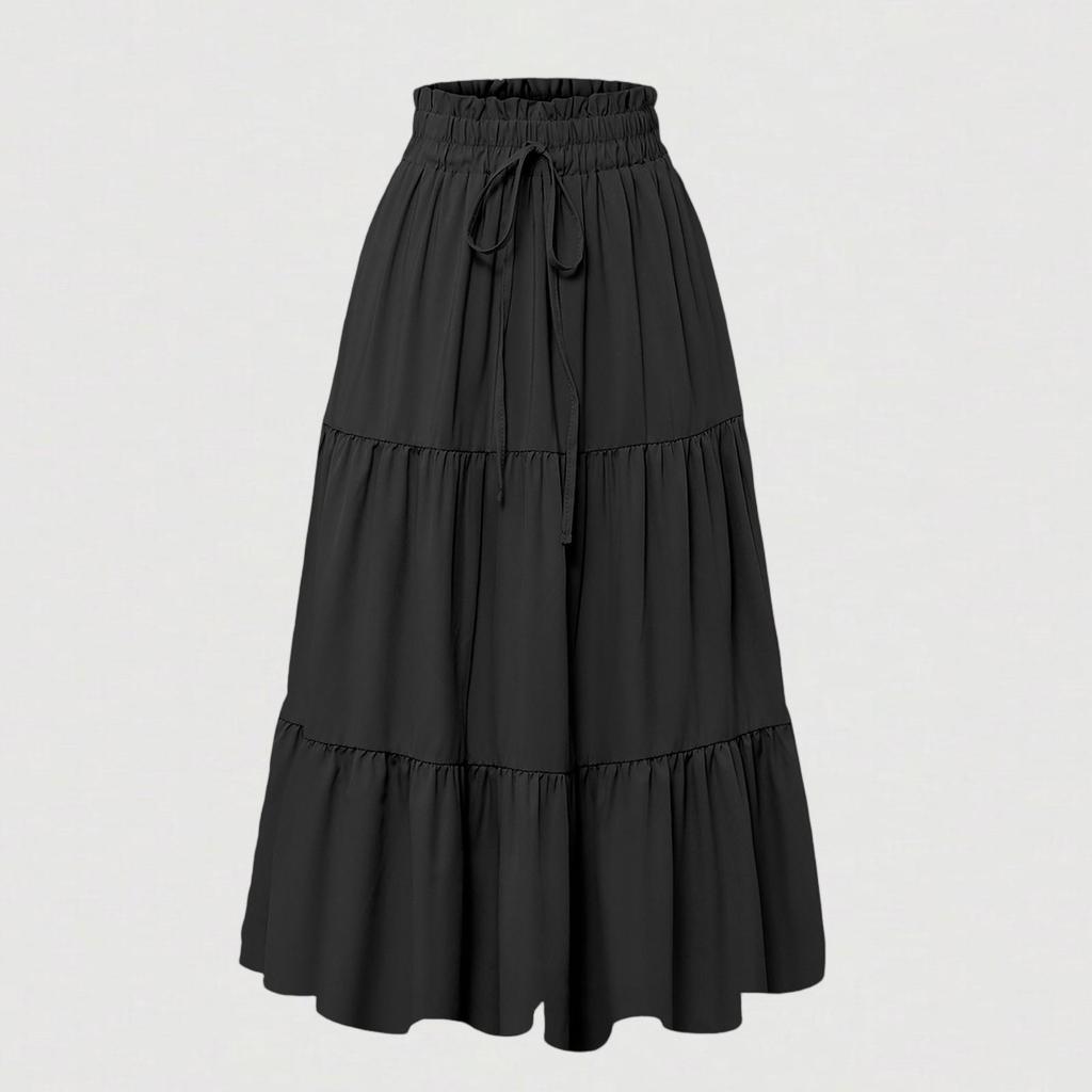 Retro Long Skirts with Pockets Women Spring Summer Holiday Casual Elastic High Waist Lace-up Loose Skirts Bohemian A-line Elegant Skirt