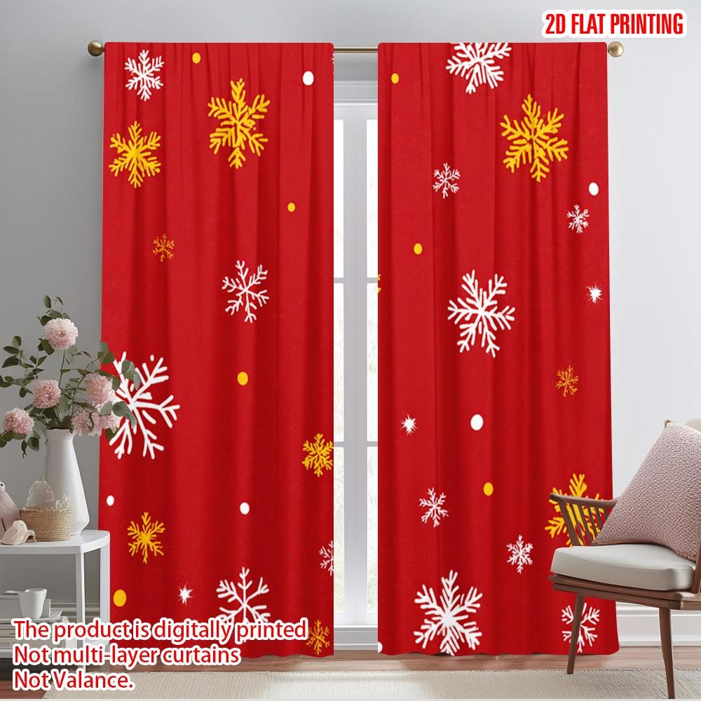 

2pcs,2D plane printing Curtain Fabric Santa Claus Snowflakes 100% Polyester (without rod) Gifts Perfect for Bedroom, Living 52.50×116.00 CM 2pcs