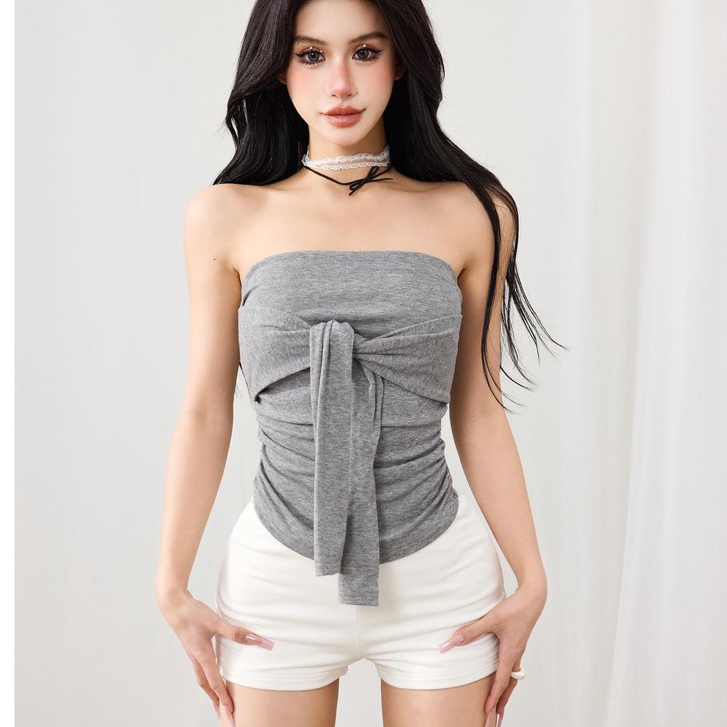 European Strapless Back-Strap Top: Chic, Slimming, Off-Shoulder French Design for Summer Elegance