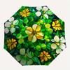 Stunning Stained Panel: Floral FantasyUmbrella, Portable 3-Fold Compact Umbrella for Men & Women Gift