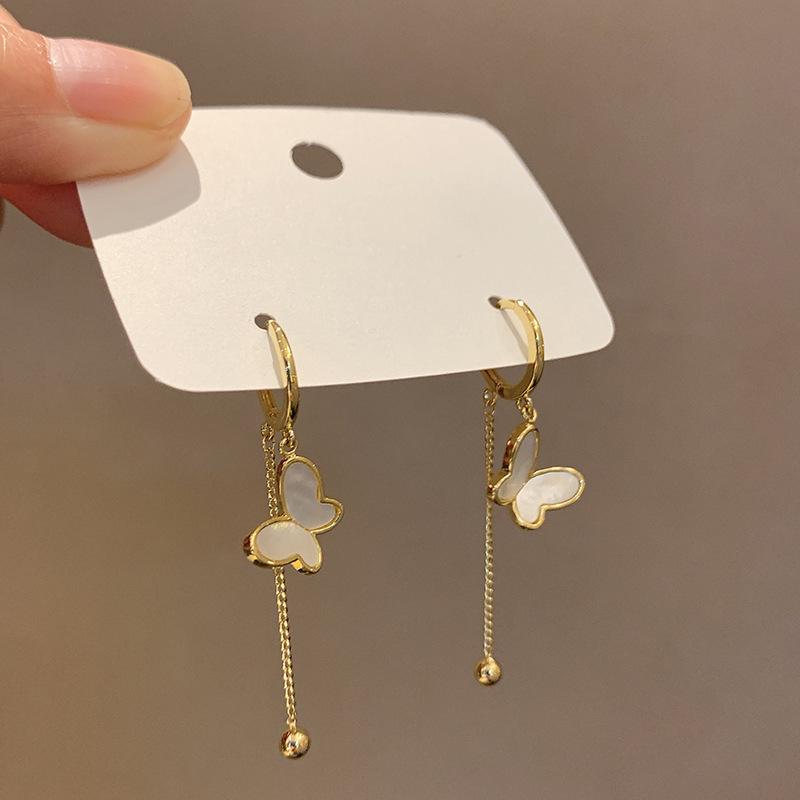 Elegant Butterfly Tassel Earrings – Women s High-End Niche Design with Needle Back