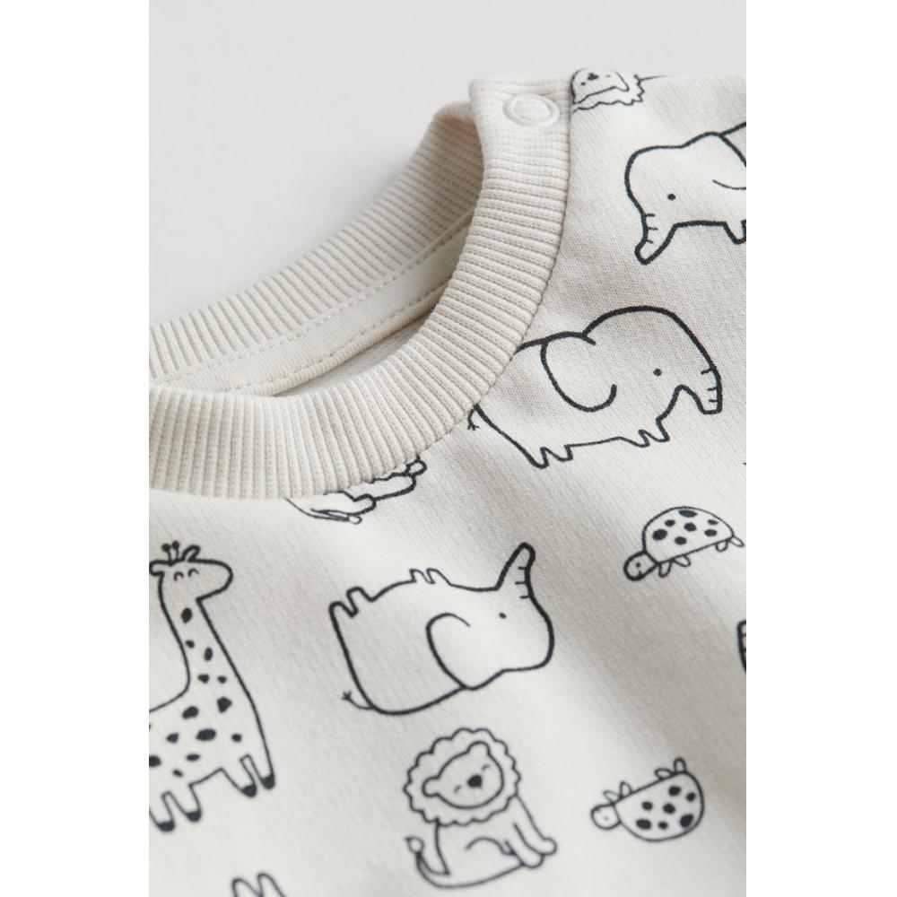 

Хлопковая толстовка HM белого цвета с изображением животных