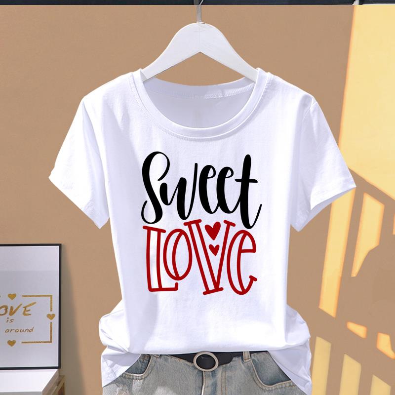 (Asian Size) sweet flower cute Women's Top Short Sleeve T-shirts O-neck Casual Clothing Fashion Female T shirt Printed Graphic Tee