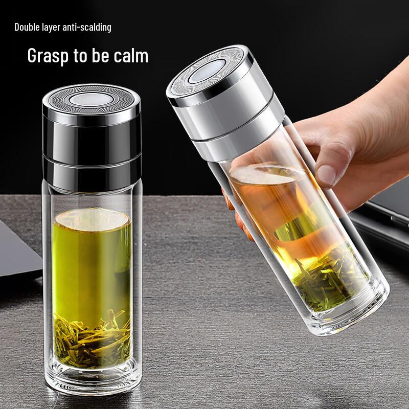 Portable Double-Wall Glass Tea Infuser Bottle