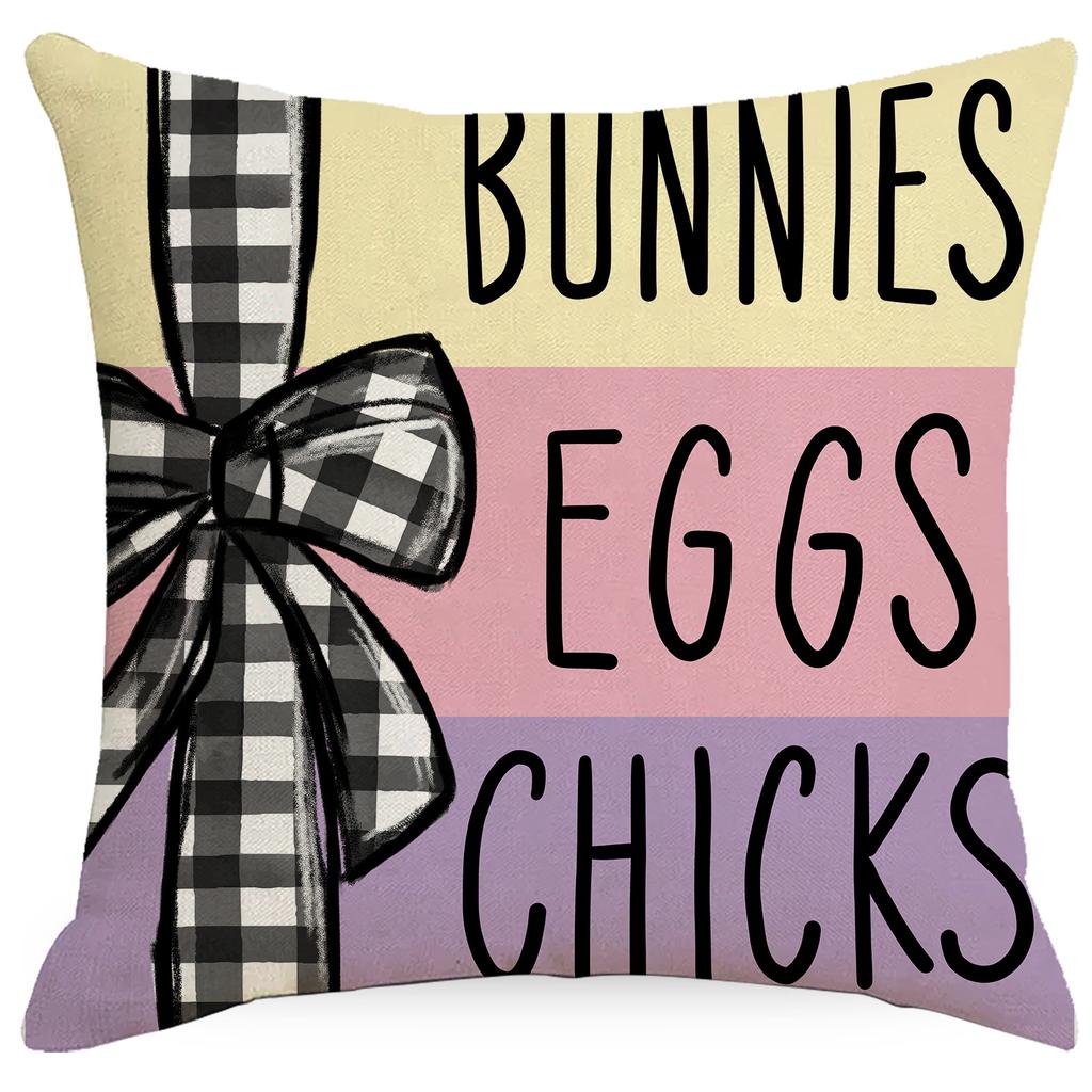 Easter Pillow Case Linen Sofa Pillow Living Room Decoration Printed Rabbit Easter Egg Pillow