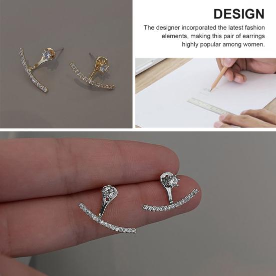 1 Pair Rhinestone Earrings for Women, Cubic Zirconia Stud Earrings, Lightweight Cartilage Helix Earring Jewelry