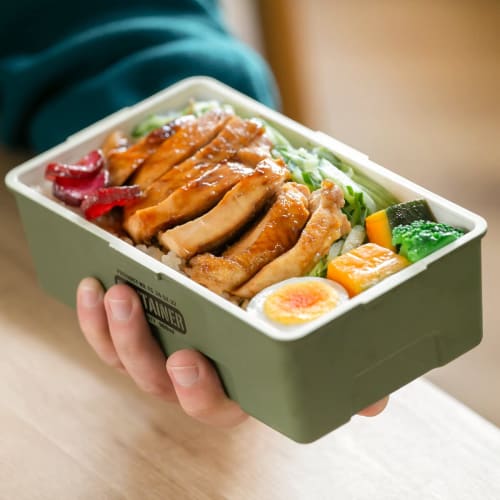 Großvolumige 900ml Behälter-Lunchbox, Einlagig, für Männer (Beige x Braun)