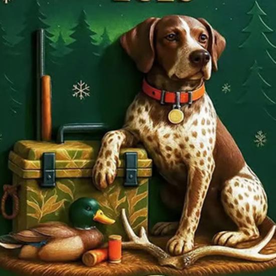 Hunting Dog Advent Calendar 2025 24 Days Acrylic Ornament with Canine Themes Christmas Countdown Decor for Tree Dog Lovers
