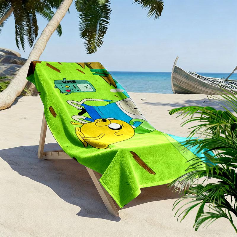 Adventure Time Print Beach Towel, Large Soft Quick Dry Towel for Beach Camping Swimming
