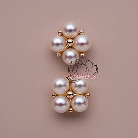Pearl natural freshwater pearl earrings with 14k gold baby clover and Perfect for Free luxury gift wrapping on all C-Girls Shop Hanadama-grade