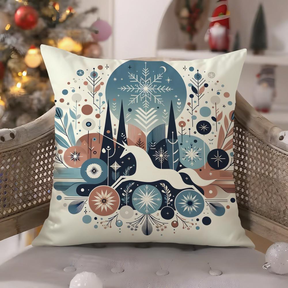 Snowflake hexagonal maple leaf print Pillow Case Comfort Sofa Bed Silky elegant Invisible zipper Decorative cushion cover