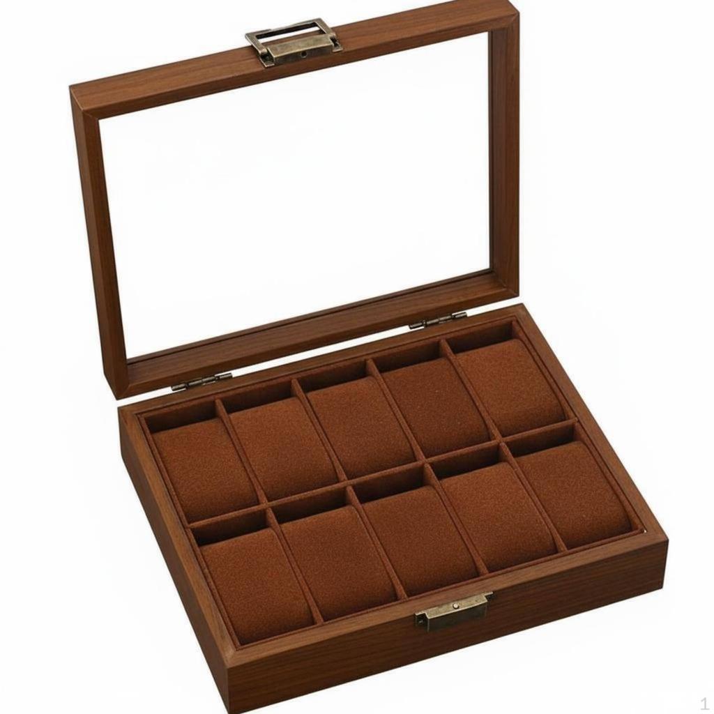 Watch and Jewelry Storage Box Soft Velvet Lining Wooden MultiCompartment Design Glass
