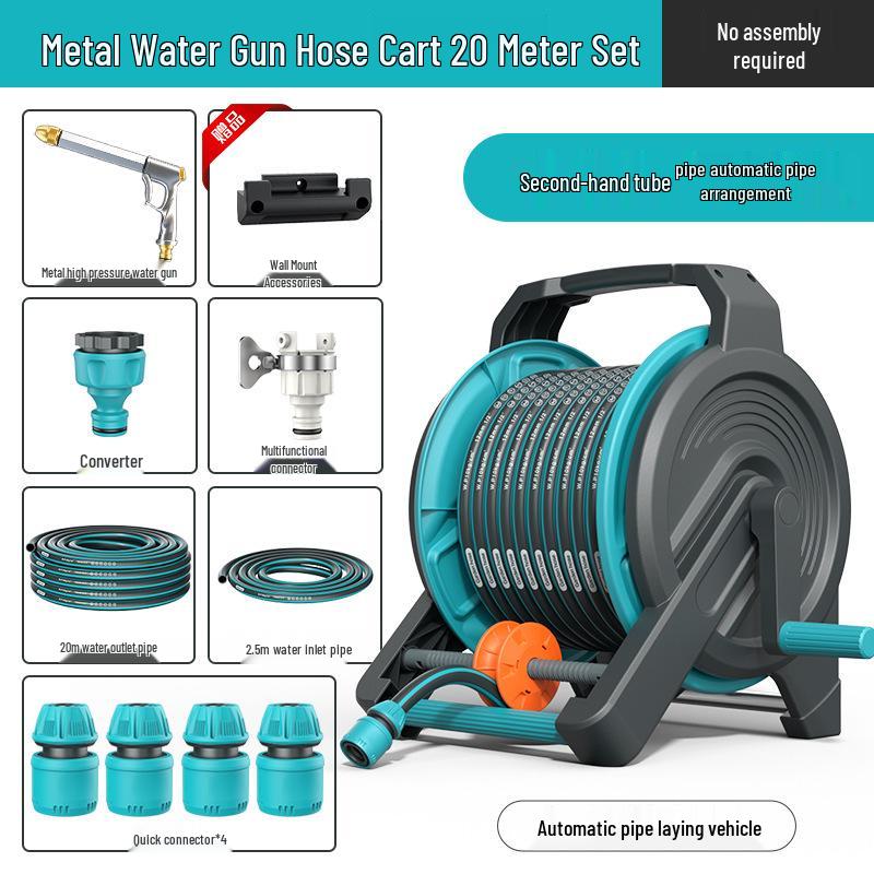 High-Pressure Water Hose with Automatic Storage Reel for Gardening and Car Washing