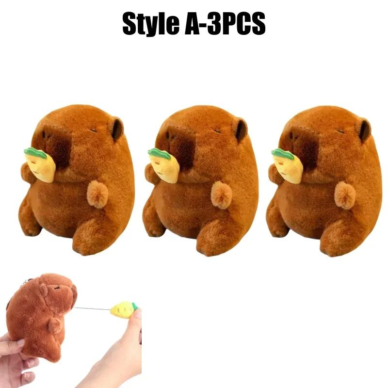 Cute 12cm Plush Capybara Keychain Snot Pulling Charm Cartoon Stuffed Animal School Bag Pendant Gift For Kids Adults