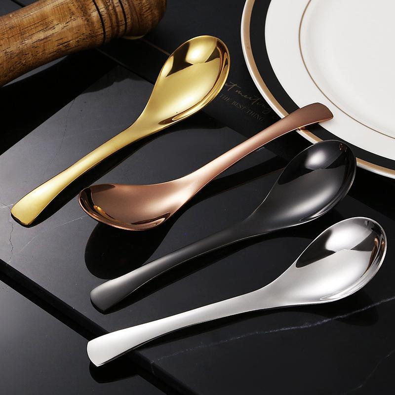Verdickter Suppenlöffel aus 304 Edelstahl, chinesisches Geschirr, Schöpfkellen für die Küche zu Hause, hochglanzpoliertes Besteck für Reis, Dessertlöffel