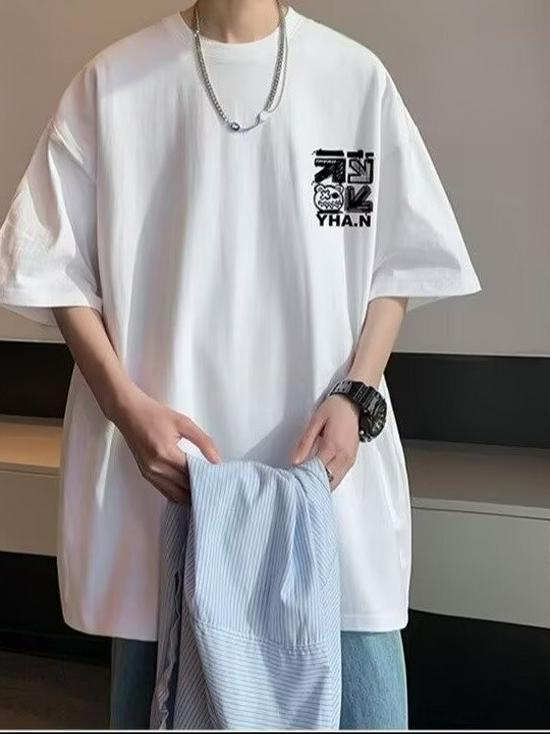 Men's 2026 Cool Trend Cotton Short-Sleeve T-Shirt - Rebellious High Street Style, Loose Fit, Casual, Versatile.